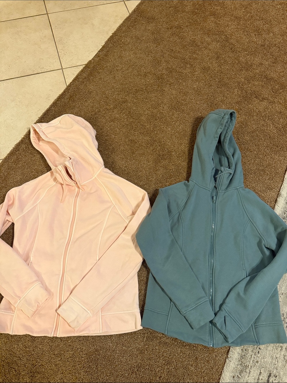 Women’s All In Motion lot 2 hoodie zip jackets pink green athletic sz Small